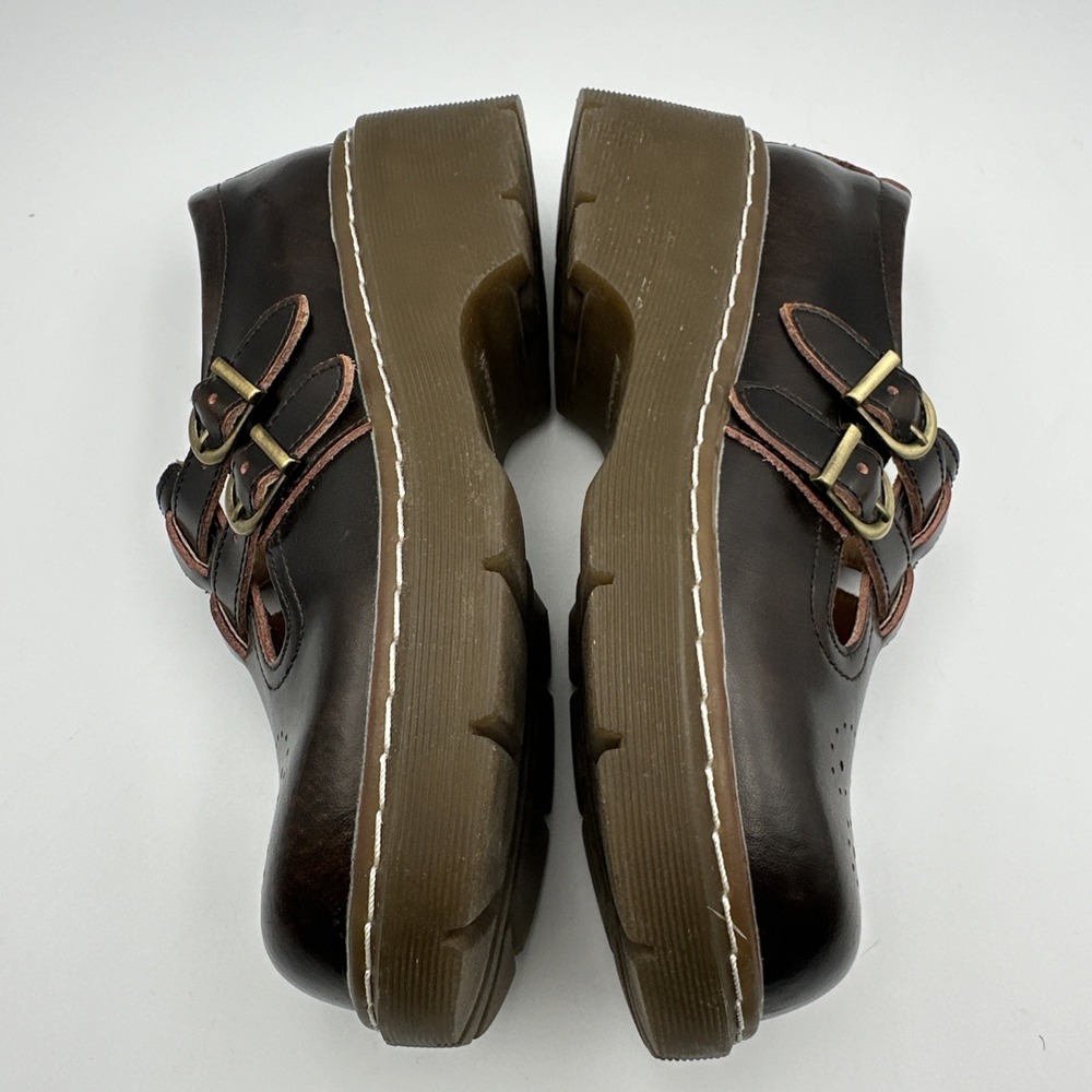 New MZDL Meizudongli Mary Jane Shoes Brown Leather Double Buckle 7.5/240 Chunky - Picture 8 of 13